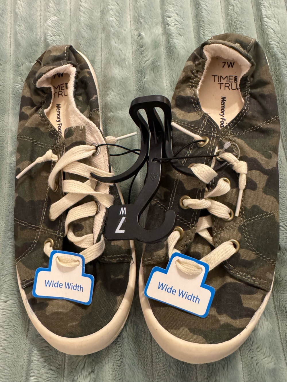 Time and Tru Kids' Camo Slip-On Sneakers in Green and Cream